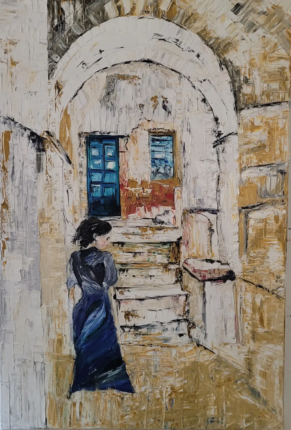 Die Frau im blauen Kleid von Ziereisen Kunst